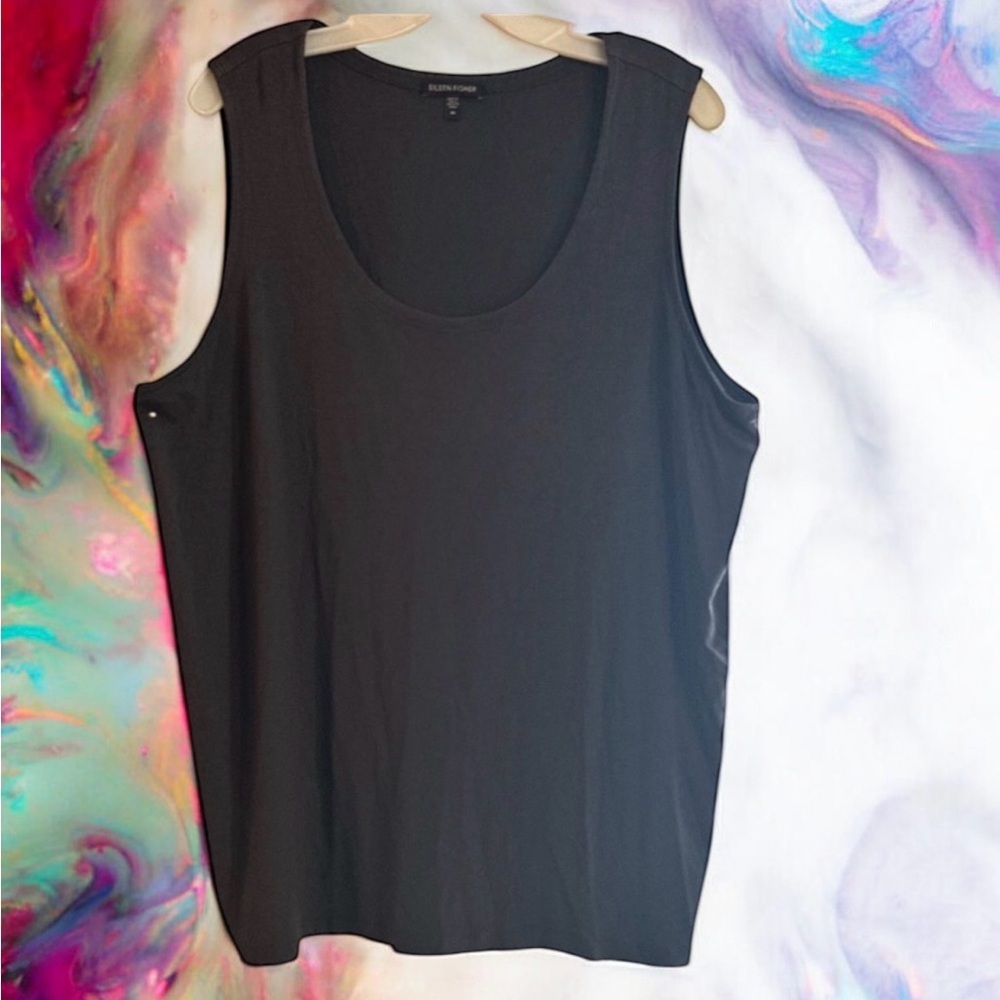 Eileen Fisher Sleeveless black top Sz X Large Rayon Lycra - Picture 11 of 11